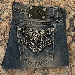 Miss Me Embellished Signature Boot Cut Jeans Size 33